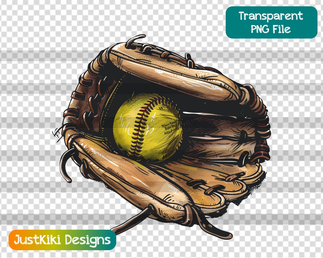 Softball Glove Clipart, Colorful Softball Glove Sketch PNG, Sports ...