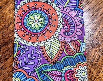 Handcrafted Eyeglass Case with Magnetic Snap | All Cotton padded purple/paisley print