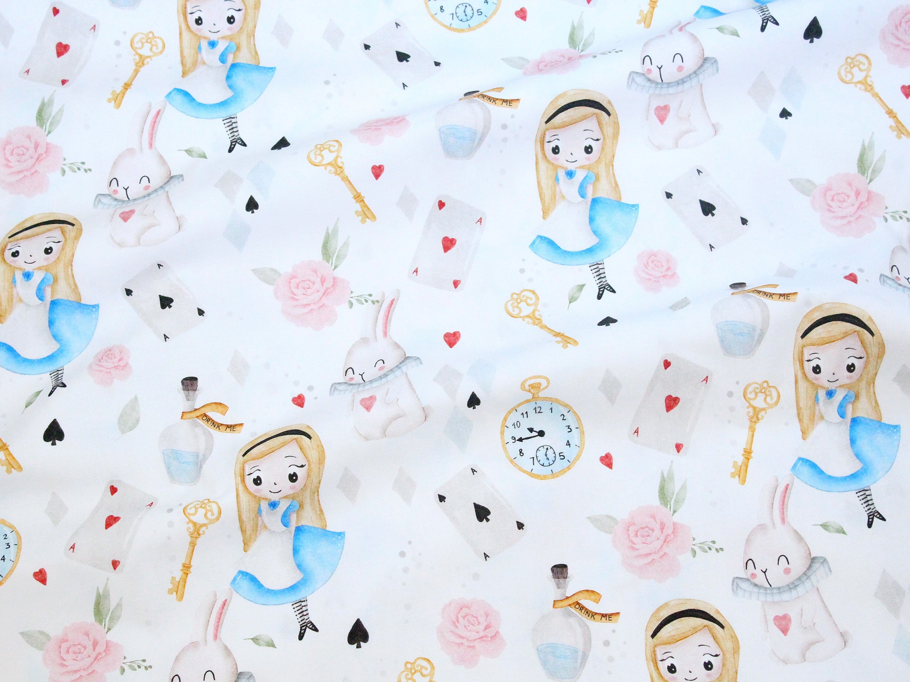 Alice in Wonderland Cotton Fabric Floral Nursery Fabric Etsy