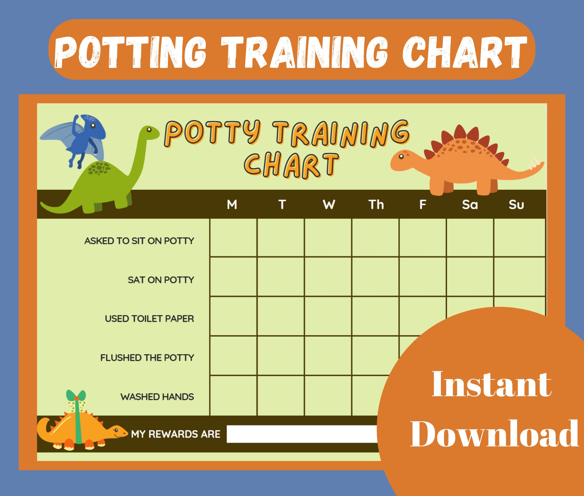 Potty Training Chart Dinosaur Theme Digital Download Etsy Canada