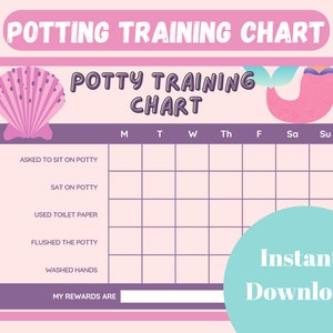 Töpfchen Training Chart - Meerjungfrau Thema - Digitaler Download