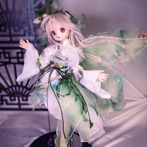 Pure Drop Order Maid *** Mini Dollfie Dream, Mini Super Dollfie   ,1/4BJD  KIMONO Style  Costume-- Queen of the Flower Fairies