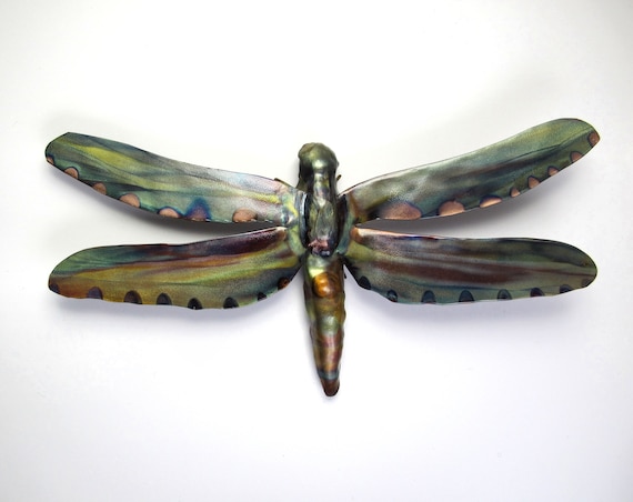 Flame painted copper Butterfly, a decorative object.