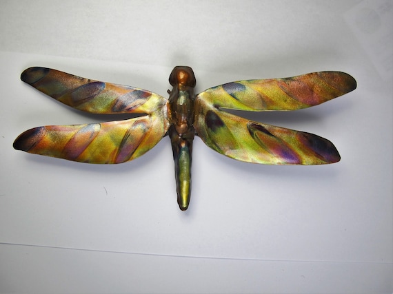 Flame painted copper Butterfly, a decorative object.