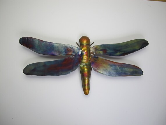Flame painted copper Butterfly, a decorative object.