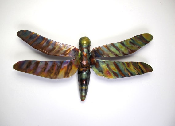 Flame painted copper Butterfly, a decorative object.
