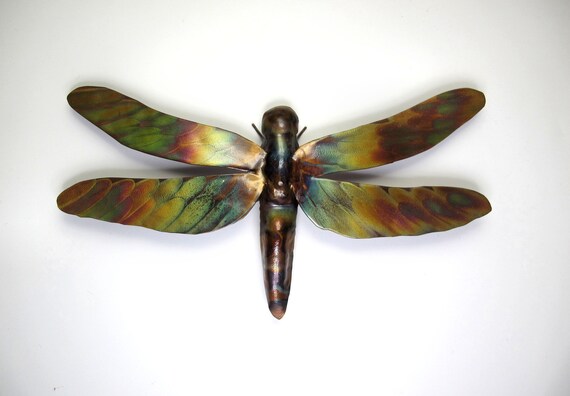 Flame painted copper Butterfly, a decorative object.
