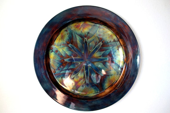 Mandala wall art, flame painted décorative copper plate