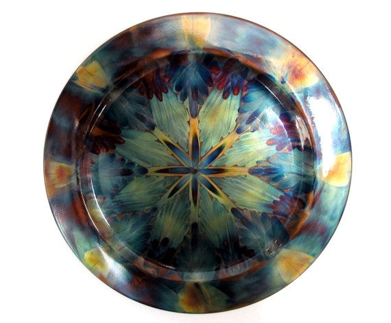 Mandala wall art, flame painting on copper decor plate