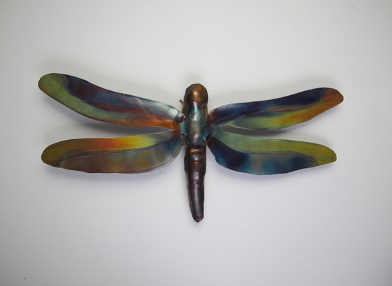 Flame painted copper Butterfly, a decorative object.