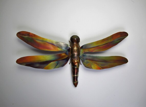 Flame painted copper Butterfly, a decorative object.