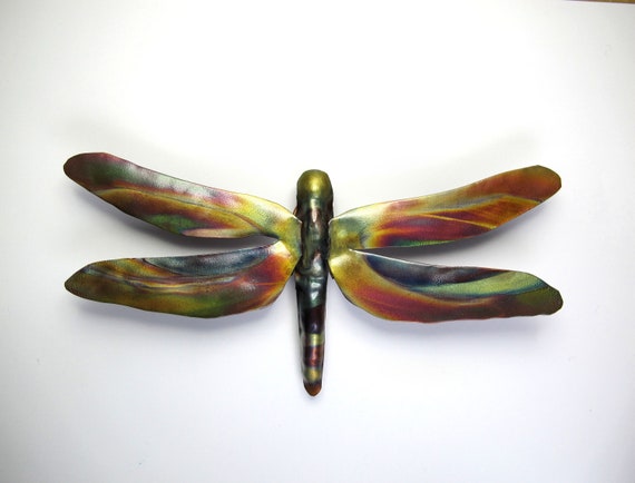 Flame painted copper Butterfly, a decorative object.