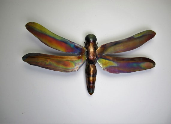 Flame painted copper Butterfly, a decorative object.