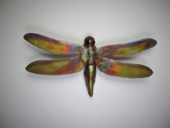 Flame painted copper Butterfly, a decorative object.