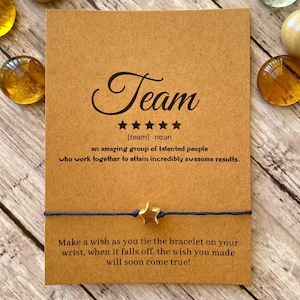 Team Wish Bracelet: Gold Star Charm, Teammate Gift,Team favor