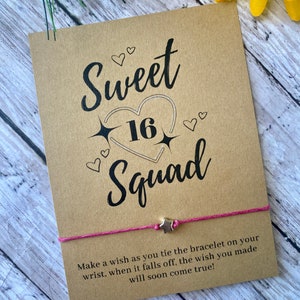 16th Birthday squad,Birthday Party favors, Team gift, Wish bracelet gift,  Sixteen Birthday squad, Sweet sixteen wish bracelet gift,BFF