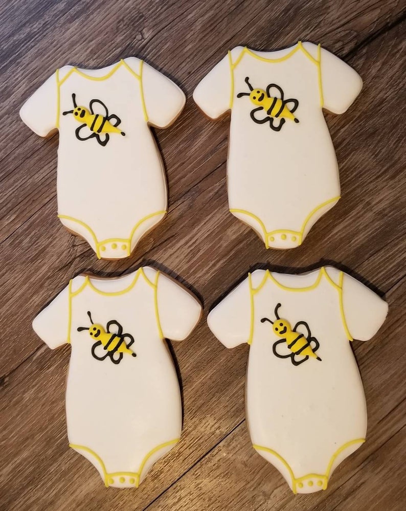 Bumble Bee Baby Onesie Sugar Cookies 12PCS Etsy