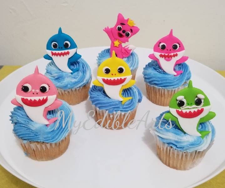 Baby Shark Cupcake Toppers Etsy