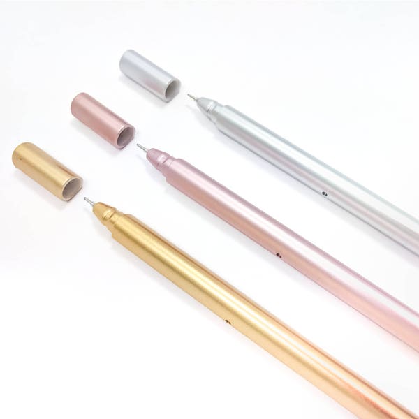 Gold, Rose Gold of Silver Metallic Fine Tip (.5mm) Balpen met zwarte inkt