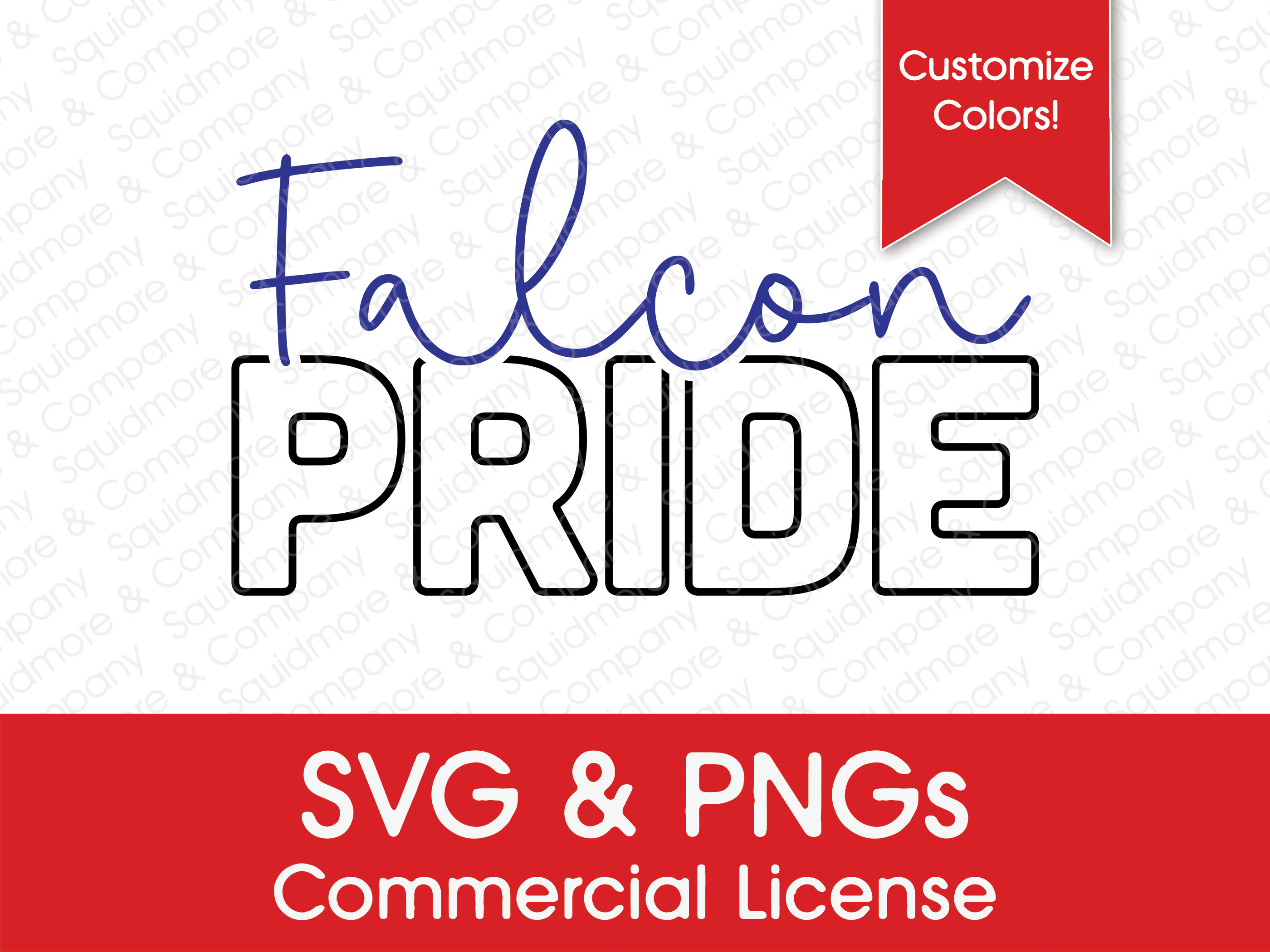 Falcon Pride // Stacked Outline Schriftart // Game Day School Spirit // Canva SVG // Print-Ready Sublimation PNG // Kommerzielle Lizenz