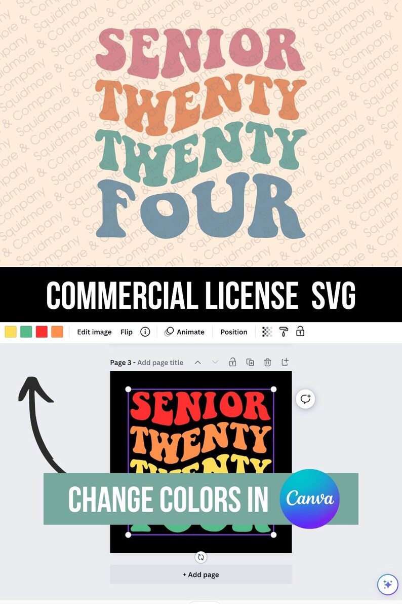 Senior 2024 Wavy Stacked Font // Canva Compatible SVG // Print-ready ...