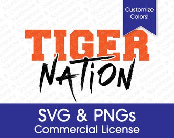 Tiger Nation // Game Day School Spirit // Canva kompatibel SVG // Druckfertige Sublimation PNGs // Kommerzielle Lizenz