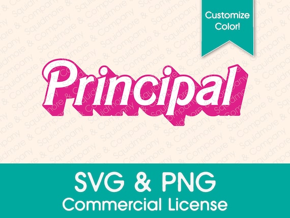 Principal Hot Pink Font SVG PNG: 3D Drop Shadow, Canva Compatible