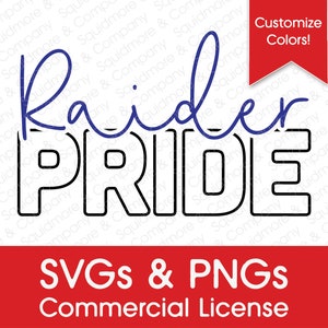 Raider Pride // Stacked Outline Font // Game Day School Spirit // Canva Compatible SVG // Print-Ready Sublimation PNGs // Commercial License
