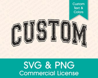 Texto arqueado de estilo colegiado personalizado - Vintage angustiado // SVG compatible con Canva // PNG listo para imprimir // Licencia comercial