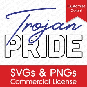 Trojan Pride // Stacked Outline Font // Game Day School Spirit // Canva Compatible SVG // Print-Ready Sublimation PNGs // Commercial License