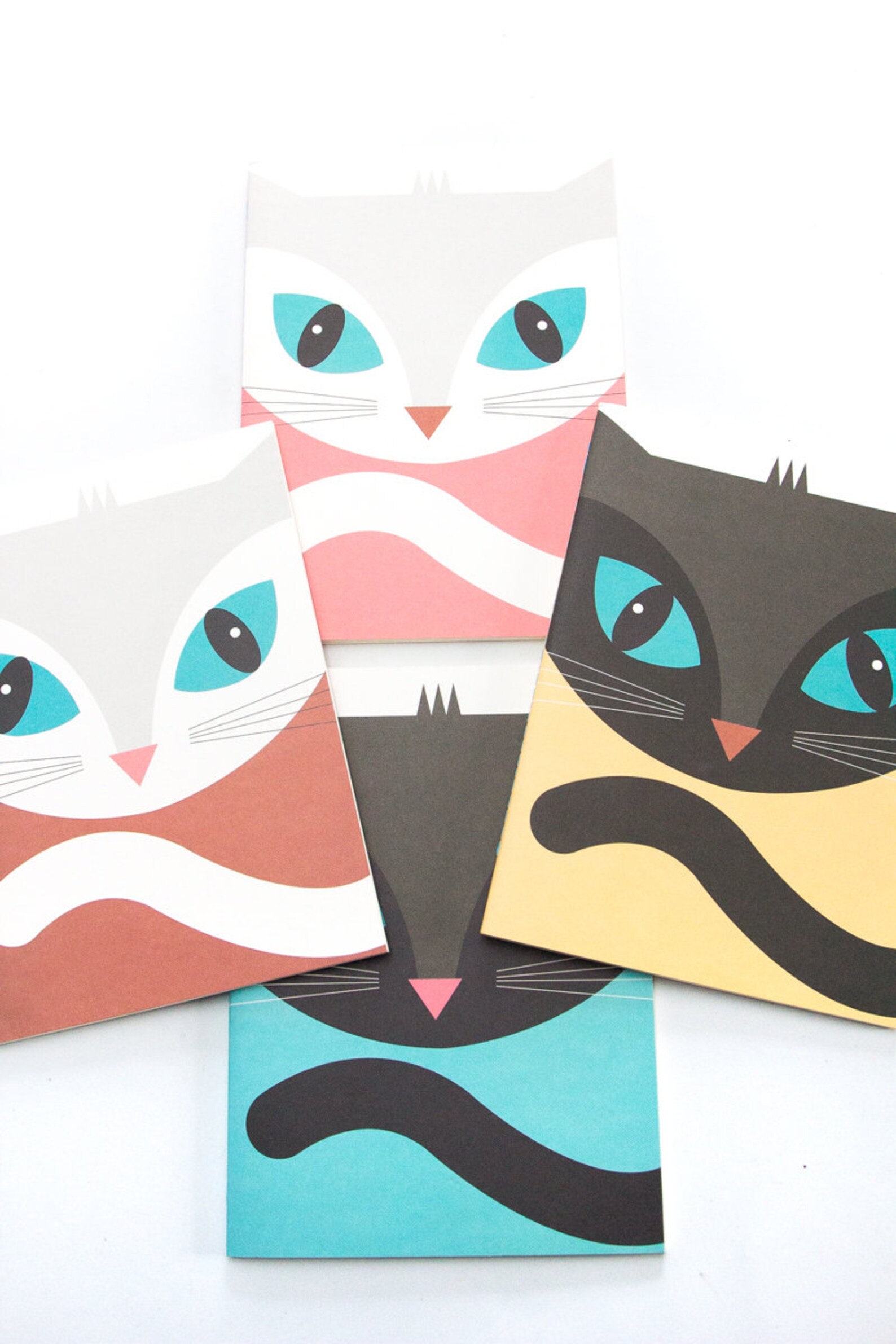 Modern Cat Design Notebook White or Black Cat Etsy