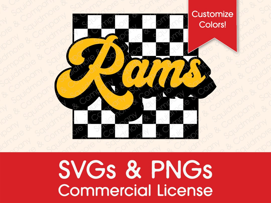 Retro Rams Checkered Design: Game Day PNG SVG (commercial License) - Etsy