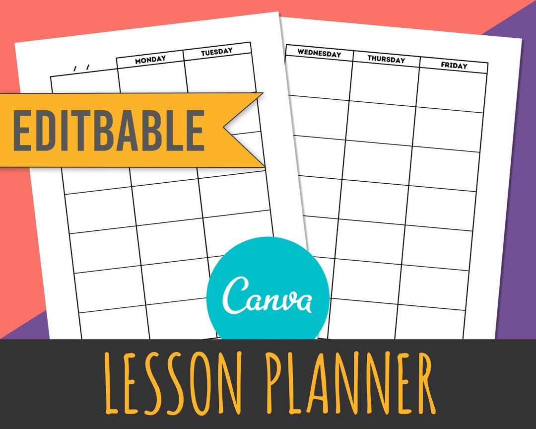 Lesson Planner - Canva Template - 8.5 X 11 US Letter - Editable ...