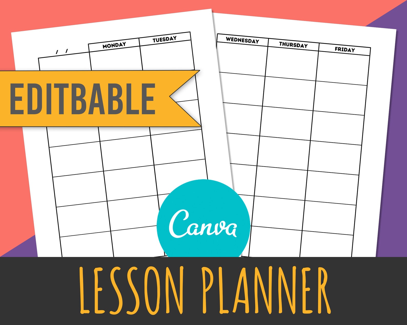 Lesson Planner - Canva Template - 8.5 X 11 US Letter - Editable ...
