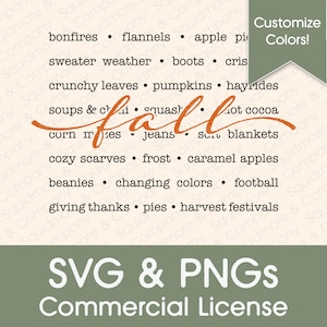 Fall Words SVG, PNG | Retro Brush Script Font (Commercial License)