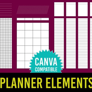 Planner Elements SVGs - Canva Compatible - KDP Low-Content Template - Calendar Grid - Habit Tracker - Checklists - Commercial License