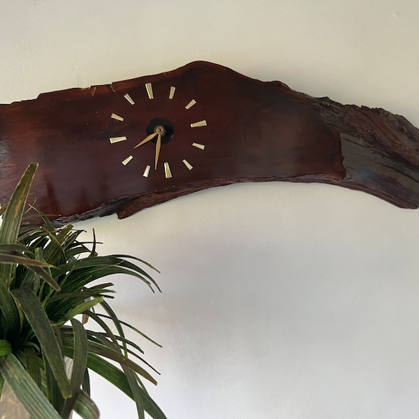 Handmade  Wood Clock Mid Century Live Edge Tree Clock Boho Bohemian Wall Decor Living Room Wall Clock