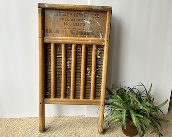 Vintage Laundry Washboard Maid Rite Columbus OH Farmhouse Laundry Room Decor Cottage Chic Antique Washboard