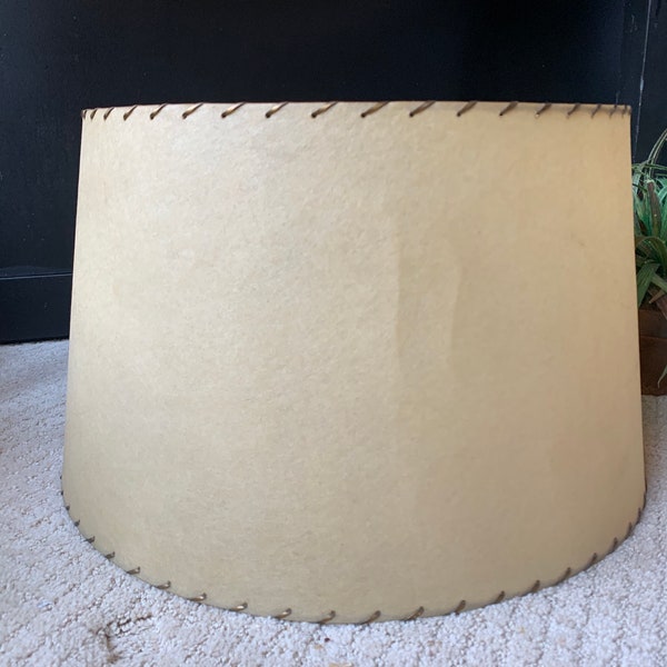 Mid Century Modern Lamp Shade - NOT a reproduction!! - Laced Oil Cloth/Canvas MCM Black Beige Gold