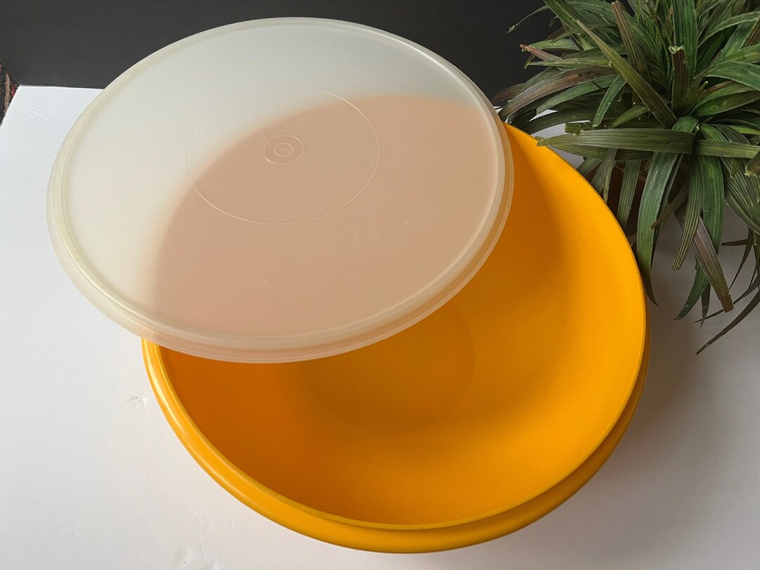 Tupperware Salad Bowl Keeper With Lid Yellow Hold Salad Bowl Etsy