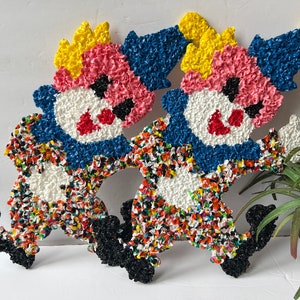 Melted Plastic Popcorn Clown Vintage Wall Hanging Door Decor Retro Indoor Outdoor Clown