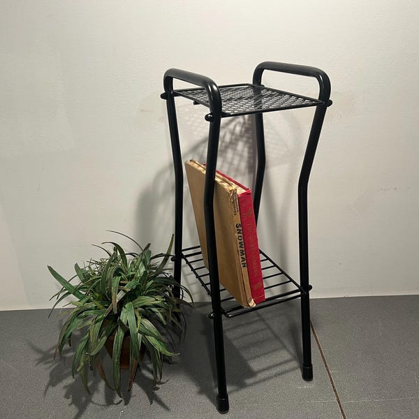 Metal Shelving Plant Stand Wire Mesh Mid Century Book Display Shelves