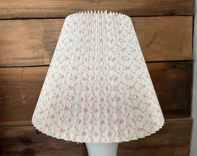 Laura Ashley Lamp Shade Vintage Pink Floral Accordion Pleat Bedroom
