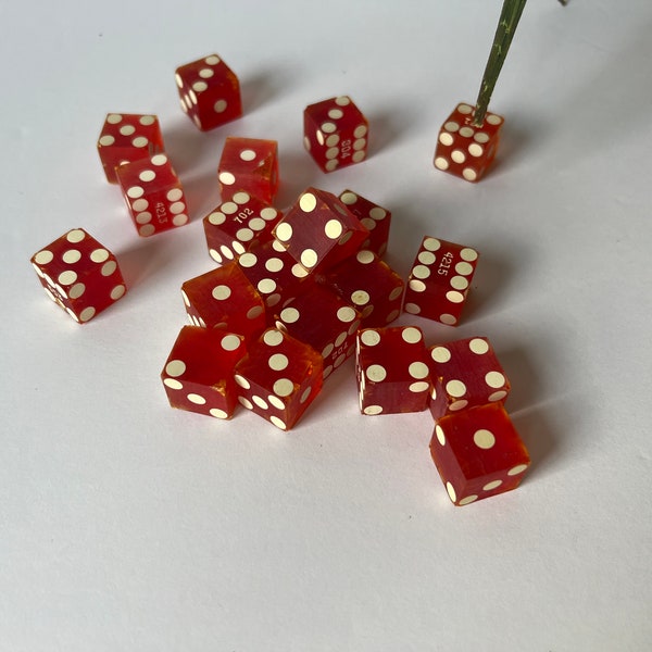 LOT of 20 Red Translucent Acrylic Plastic Bakelite Type Party Dice