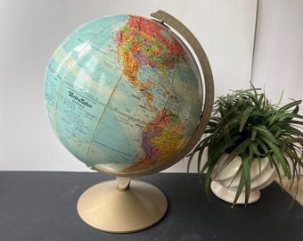 Replogle Globe World Nation Series  Vintage Mid Century Modern World Map Globe Retro Globe