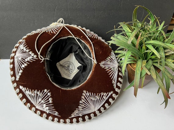 Pigalle Sombrero Brown Velvet with Silver Sequins… - image 5