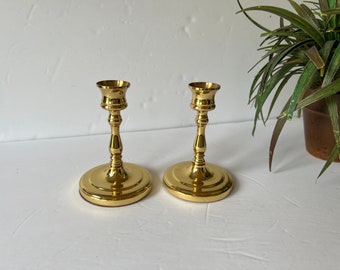 Brass Candlestick Holders Vintage Taper Candle Stick Antique Brass Round Base Candlestick