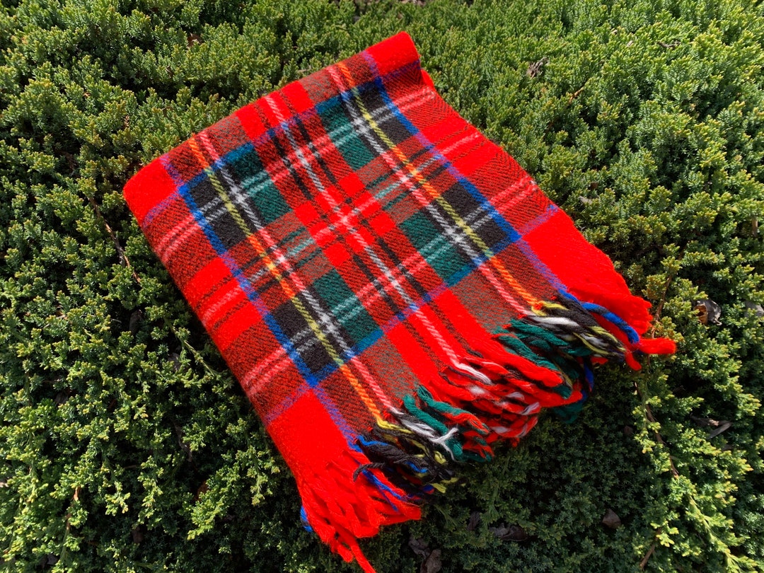 Red Plaid Blanket Throw Acrylic Wool Blend Blanket Rustic Etsy.de