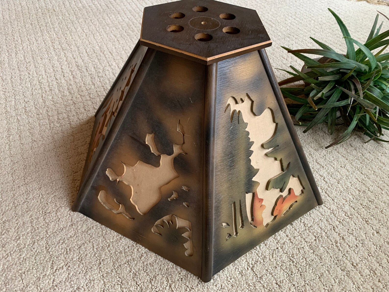 German Wood Lamp Shade Black Forest Style Rustic Cabin Decor Etsy