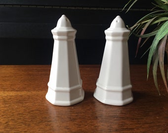 Pfaltzgraff White Heritage Salt Pepper Shakers Vintage White Ironstone Type Farmhouse Kitchen Decor Spice Shakers
